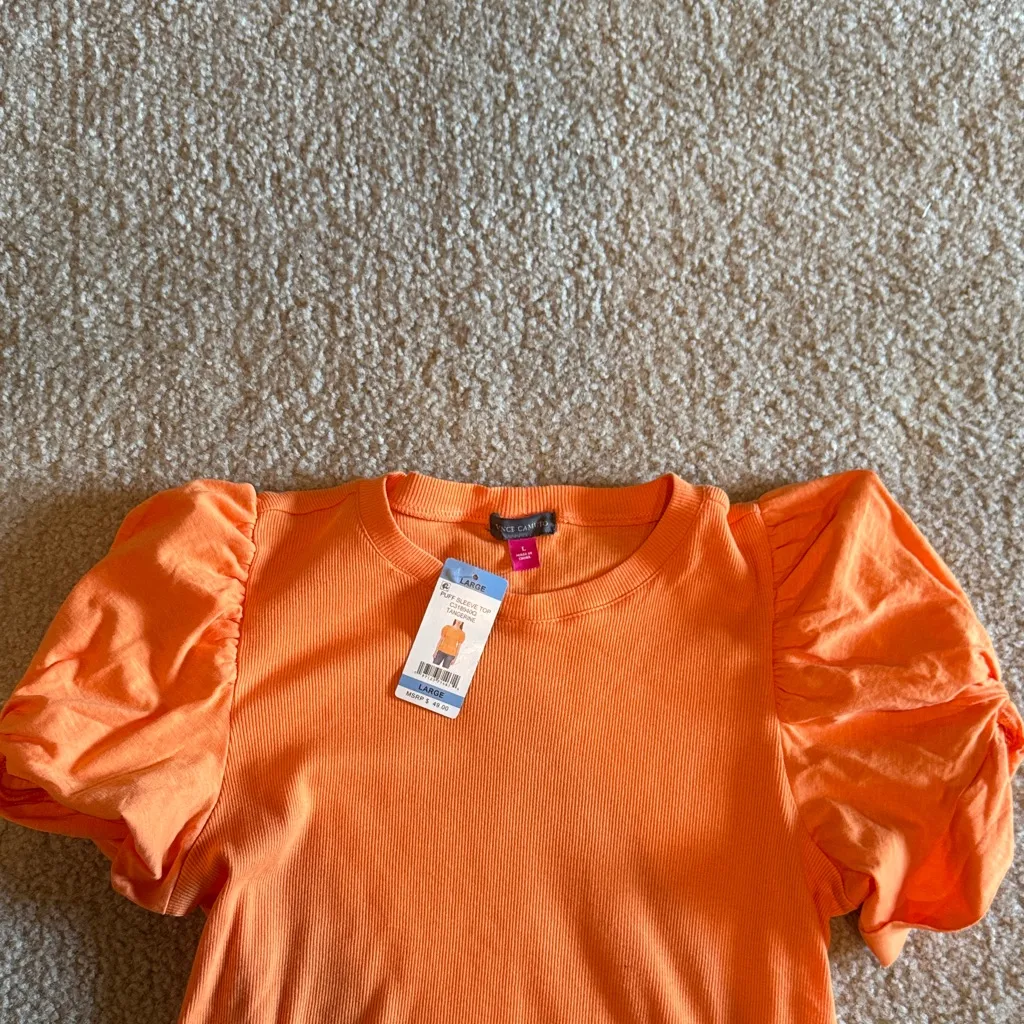 Vince Orange Puff Sleeve Top - Image 3