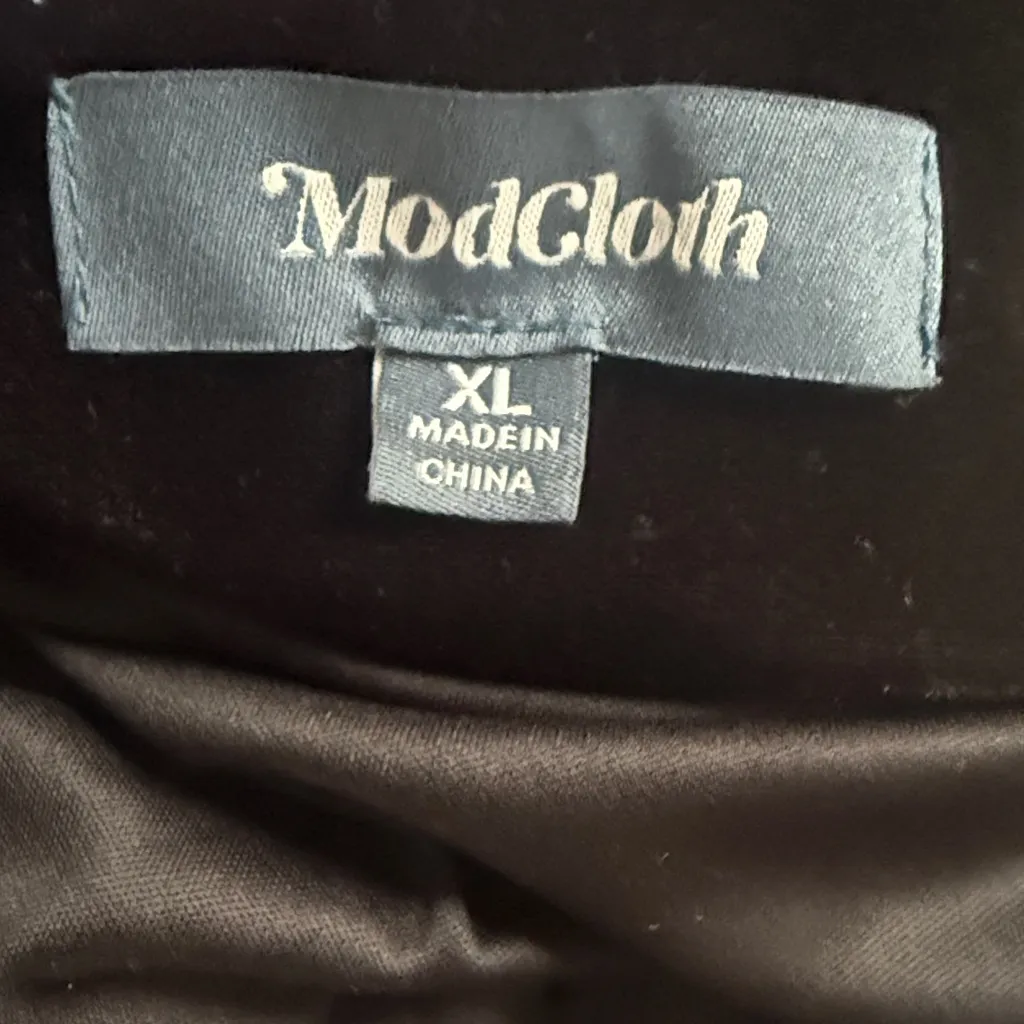 Modcloth Black Long Sleeve Maxi Dress Size XL Velvet Floral Embossed Evening - Image 10