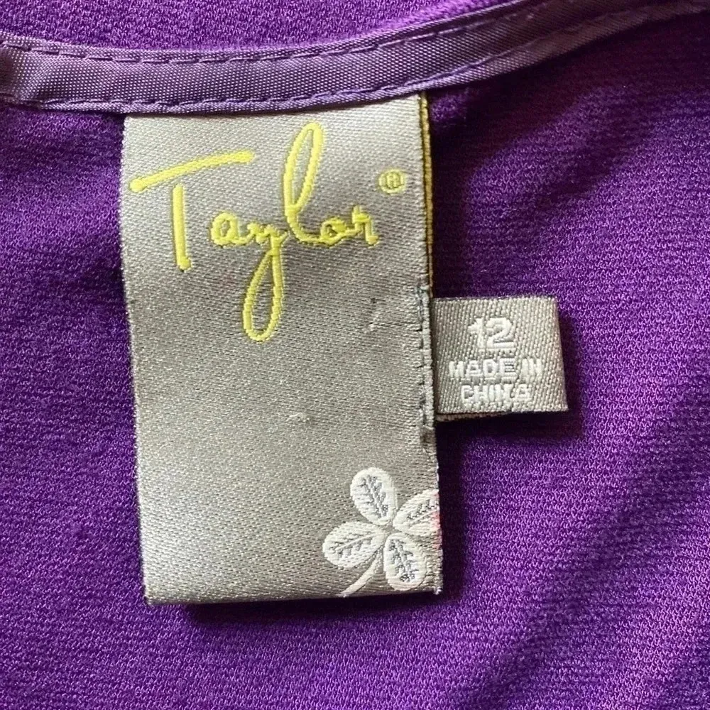 TAYLOR BRAND PURPLE‎ RUFFLE HEM SLEEVELESS SHEATH DRESS Size 12 Purple - Image 3