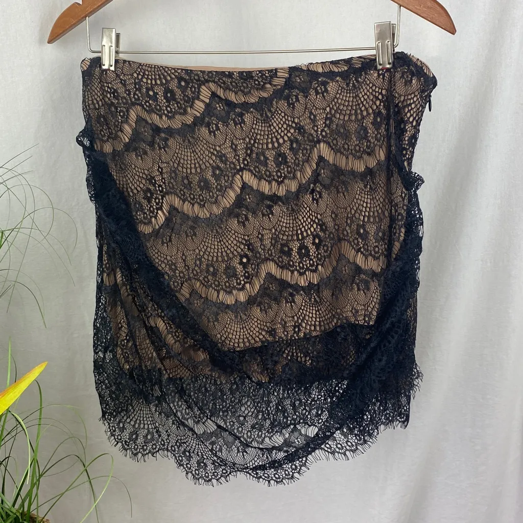 Free People Black & Nude Lace Mini Skirt 8 - Image 4