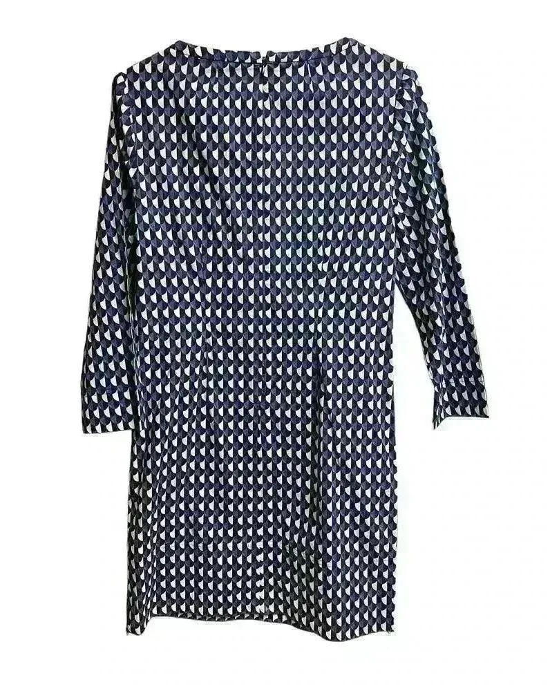 J.Crew Jet Set Geo Shift Dress Size 2 Size Zipper Accent Geometric Print Blue - Image 11
