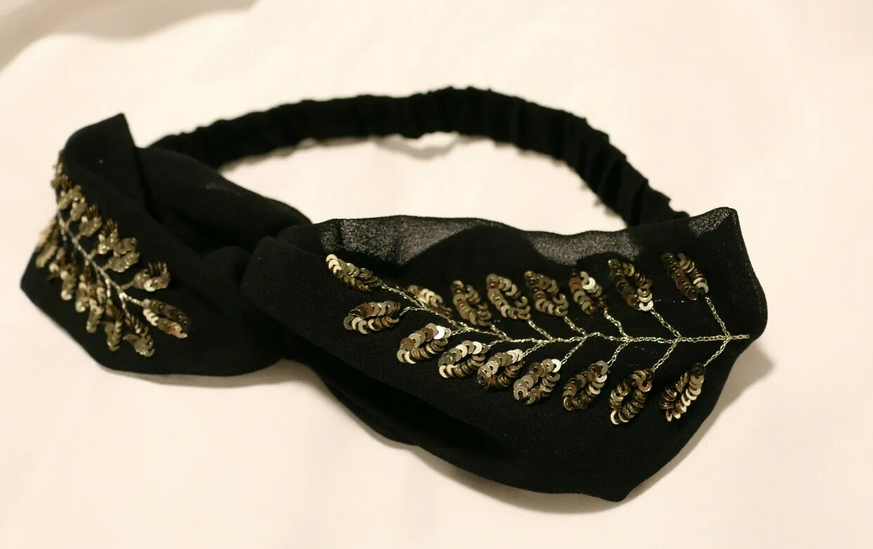 Black Embellished Head band Gold Vine Size One Size - Image 4
