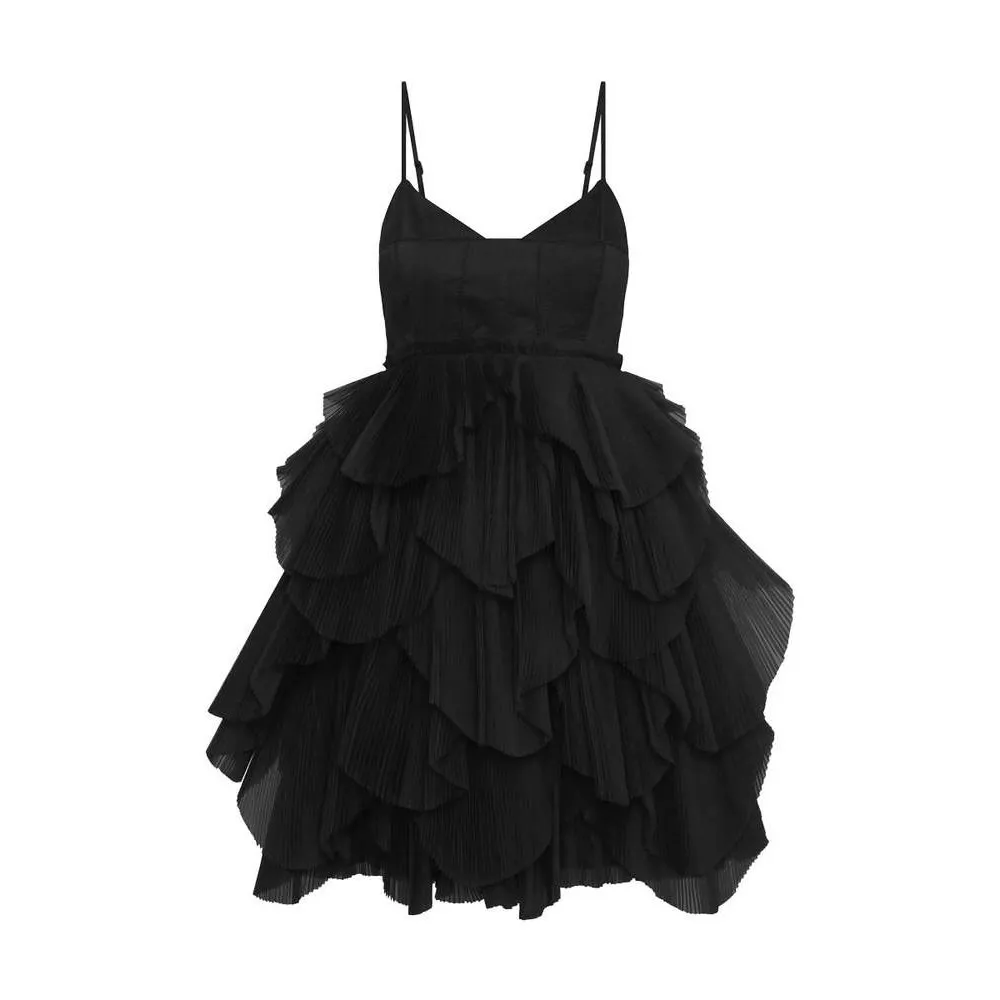 AJE. black ELSIE PLEAT MINI COCKTAIL PARTY DRESS size 8 - Image 4