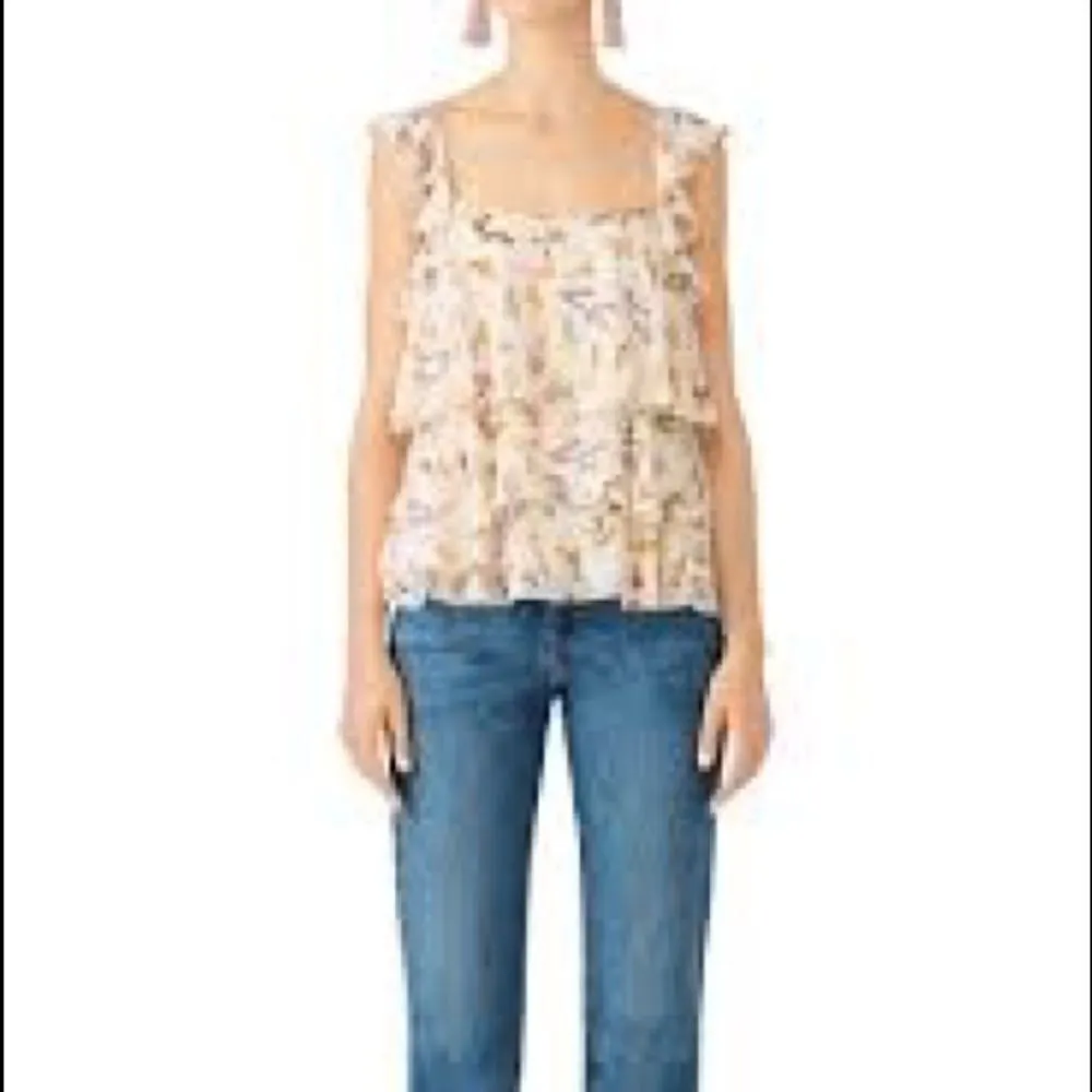 Rebecca Minkoff Alexis Peach Floral Tiered Tank Top - Image 4