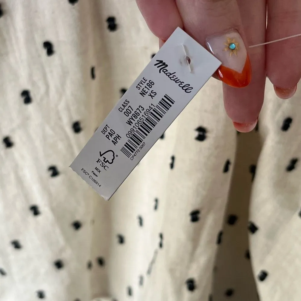 Madewell Tie Back Puff Sleeve Linen Blend Top NWT - Image 9