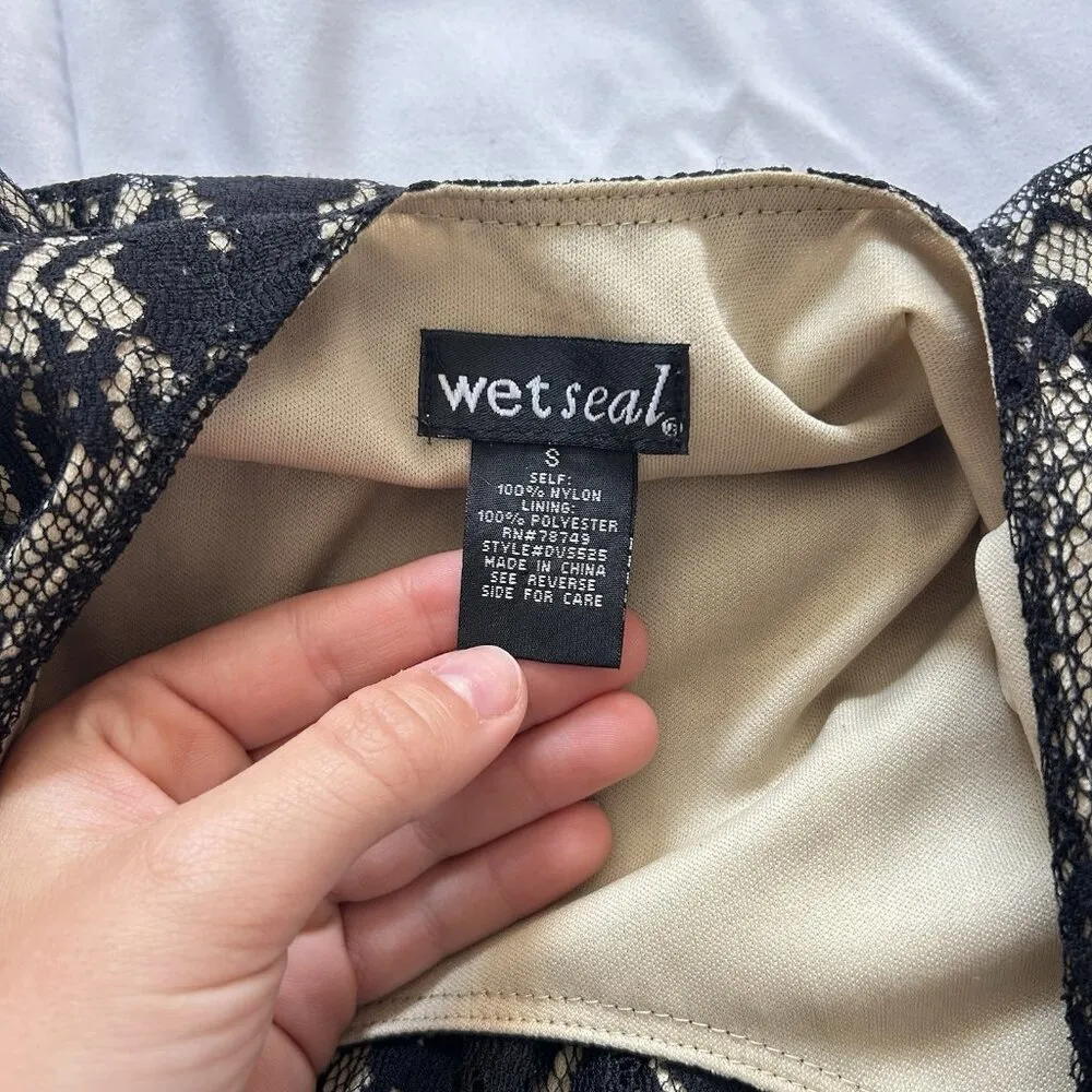 VTG Wet Seal Mini Babydoll Womens Small Dark Fairy 90s Y2K Whimsigoth 2000s Tan Black - Image 3