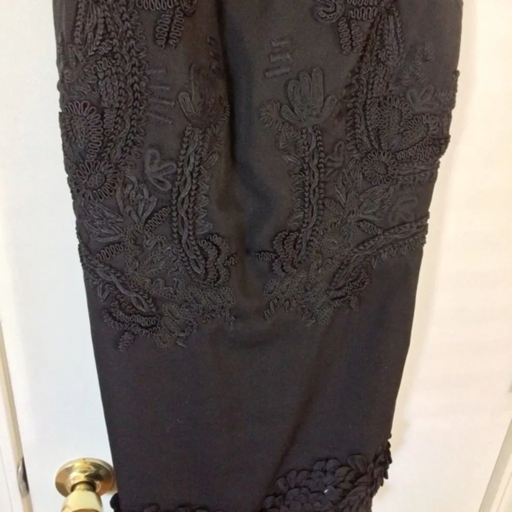 Vera Wang wool & silk embroidered passementerie heavy embellished low back dress - Image 3