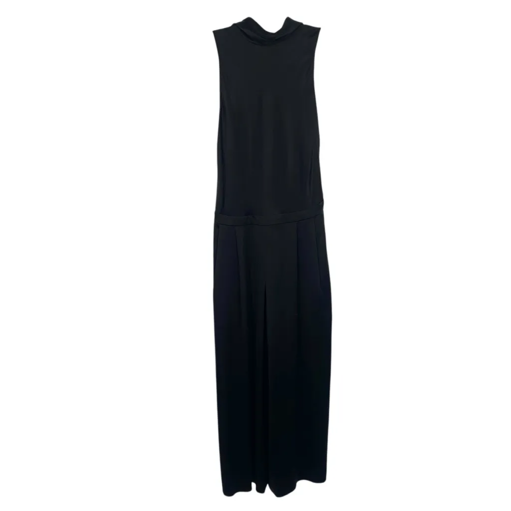 Vince Black Sleeveless Satin Wide Leg Cropped Jumpsuit - Image 4