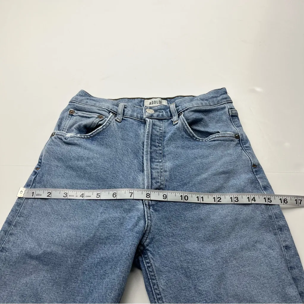 Agolde Riley Women’s Size 25 Blue High Rise Straight Crop Denim Jean Distressed‎ - Image 8