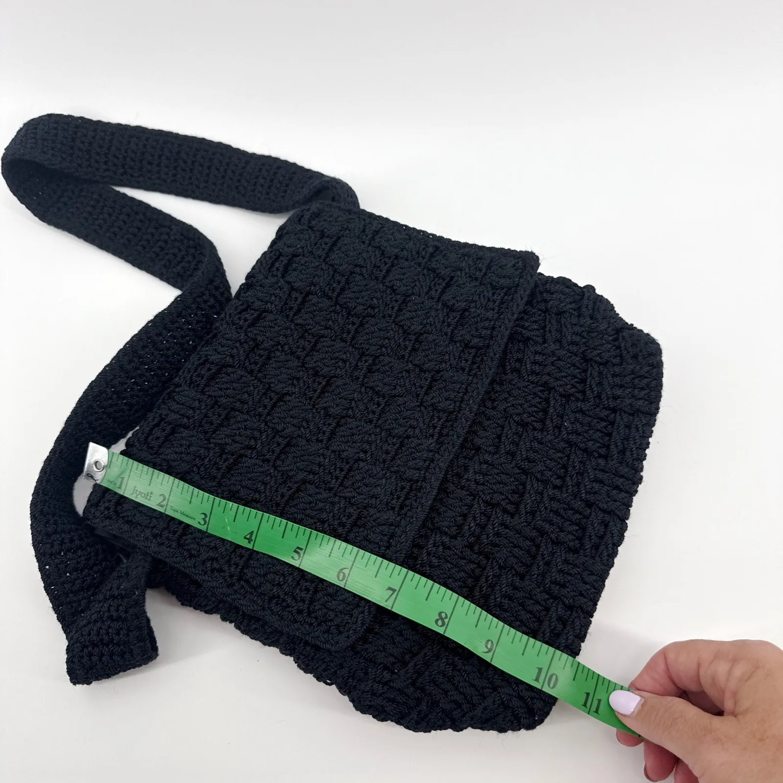 The Sak Black Crochet Hobo‎ Bag Shoulder Bag Handbag Casual Purse 10x9 - Image 12