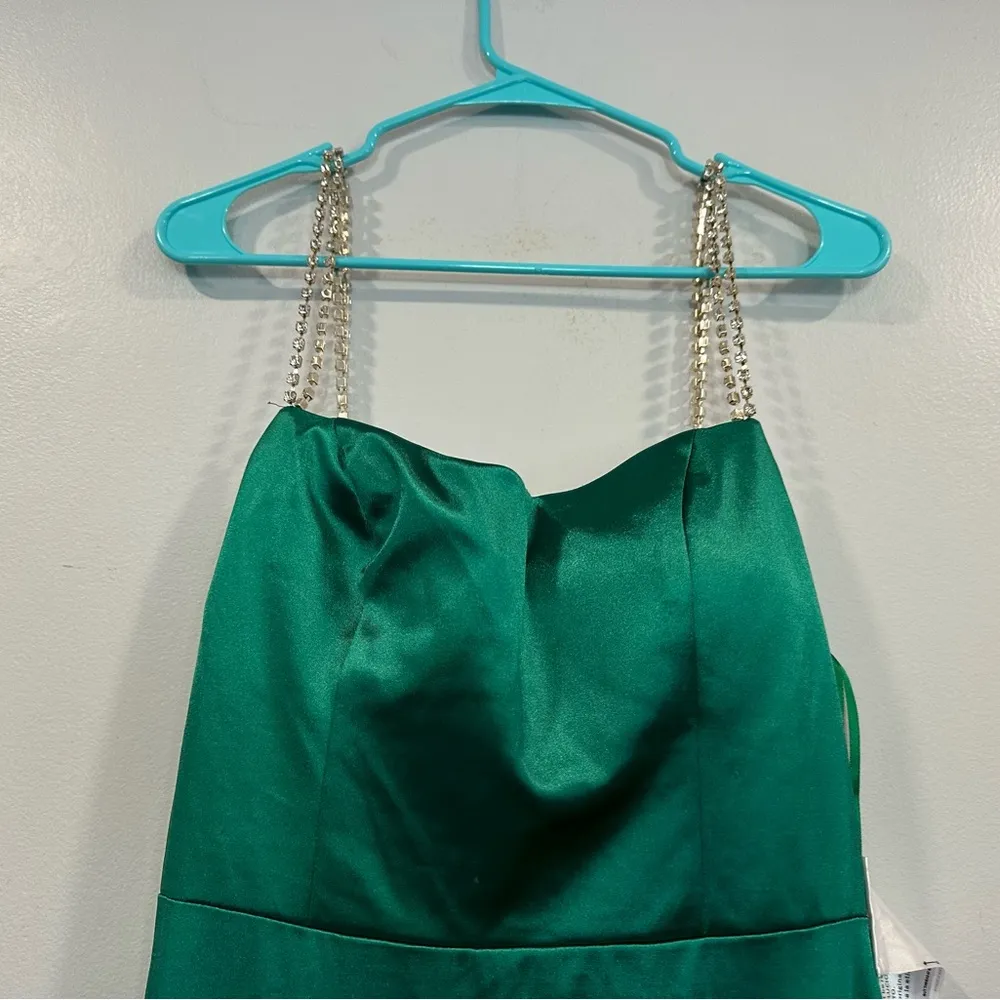 Mac Duggal 12428 Long Prom Beaded Straps Satin Gown Size 10 - Image 4