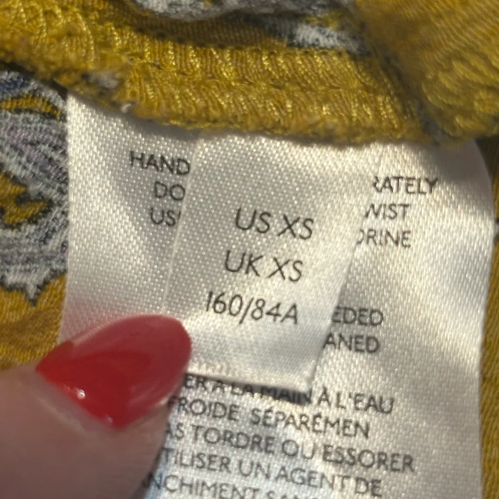 Anthropologie Mustard and Indigo Floral Mini Dress size XS * - Image 8