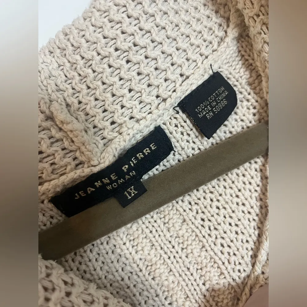 Jeanne Pierre Woman's 100% Cotton Ivory Cowl Neck Cable Knit Sweater - Size 1X - Image 16