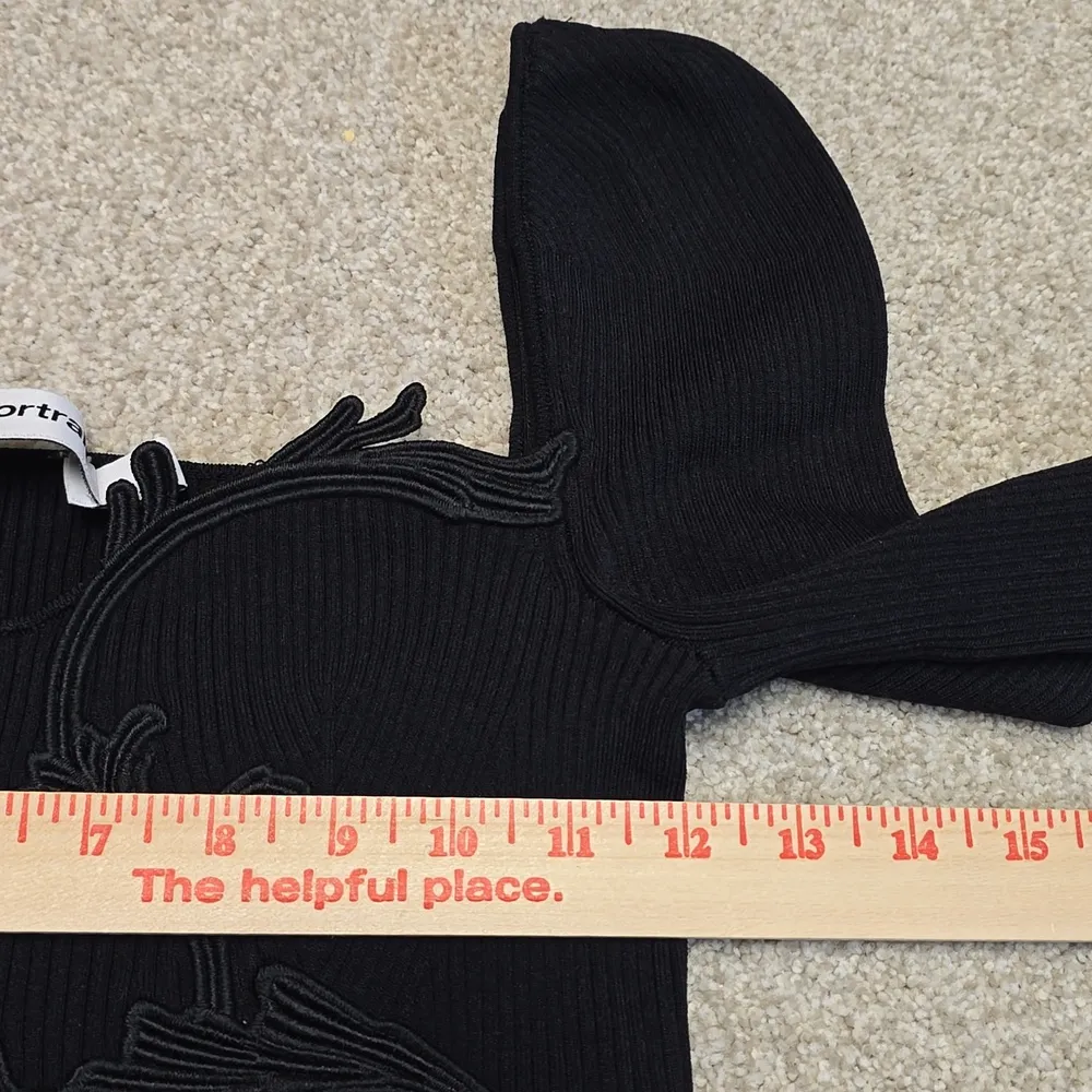 SELF-PORTRAIT Lace Ribbed Stretch-Knit Sweatheart Neckline Cropped Top sz S NWOT - Image 5