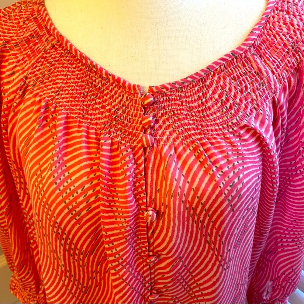 Banana Republic || Pink/white/grey striped top - Image 2