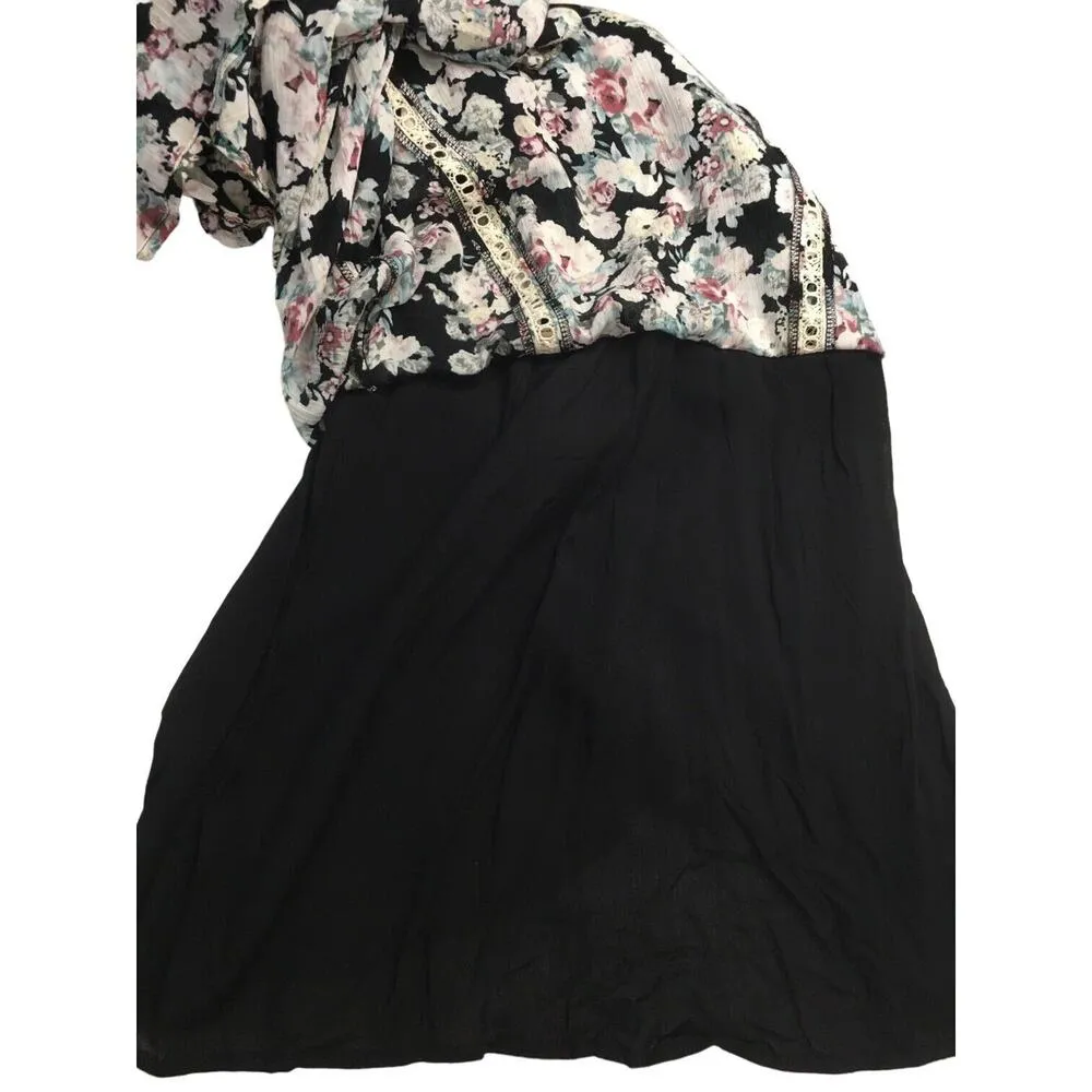 Lulus Dress Womens S Maxi Sun Will Shine Floral Print Sleeveless Lace Up Black - Image 9