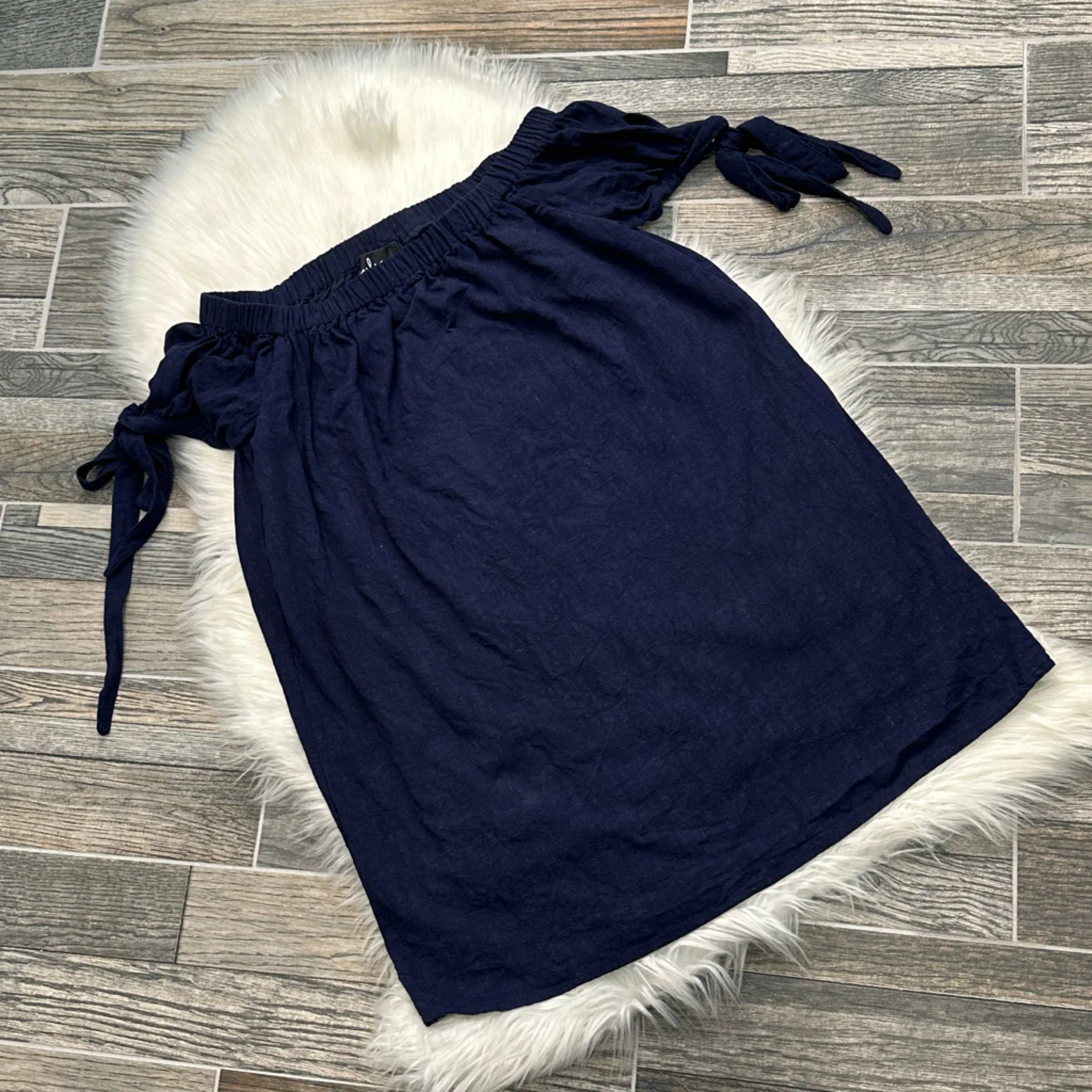 Lulu’s Al Fresco Evenings Navy Blue Off-the-Shoulder Dress - Image 6