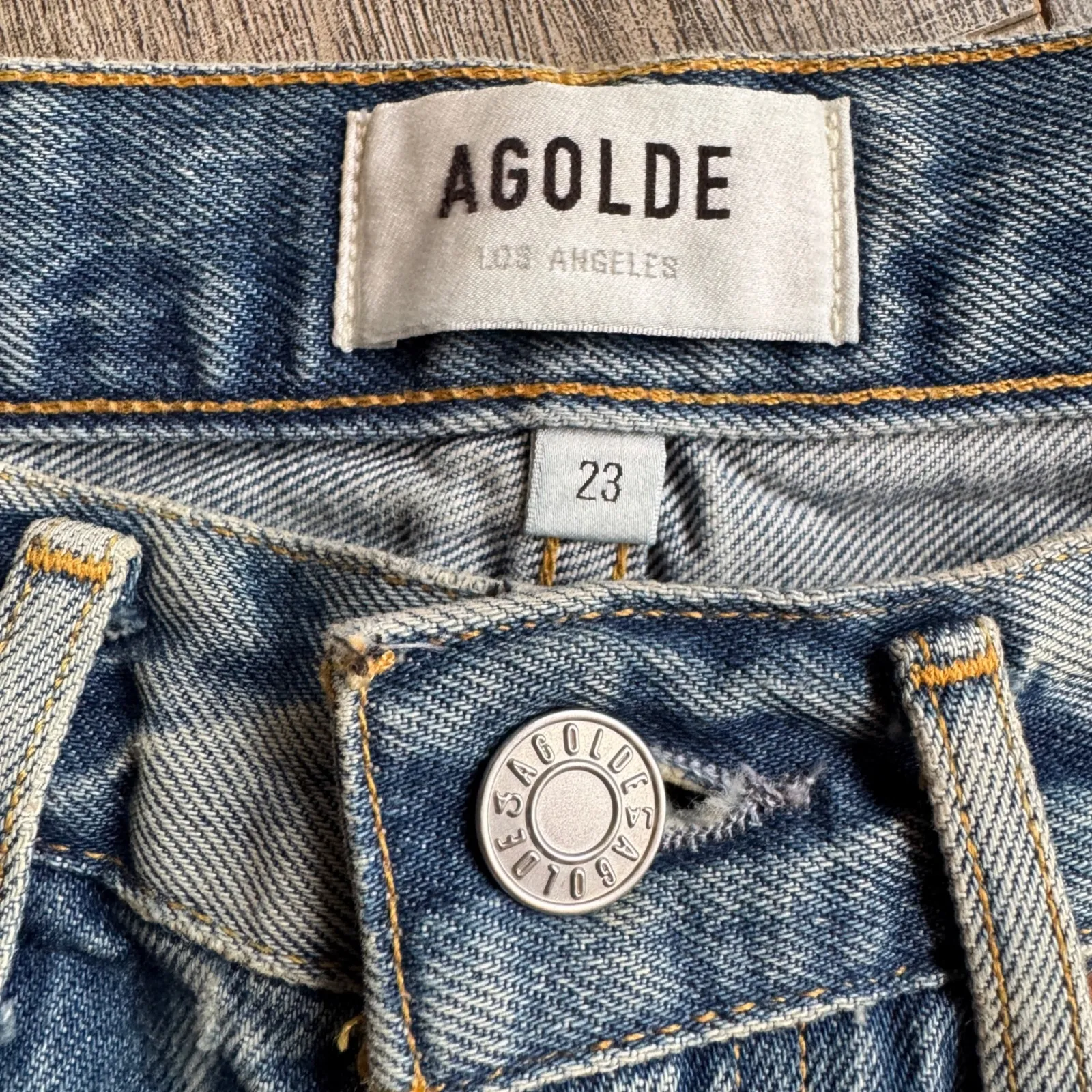 AGOLDE Parker Vintage Loose‎ Fit Cut Off Denim Shorts Distressed Womens Size 23 - Image 3