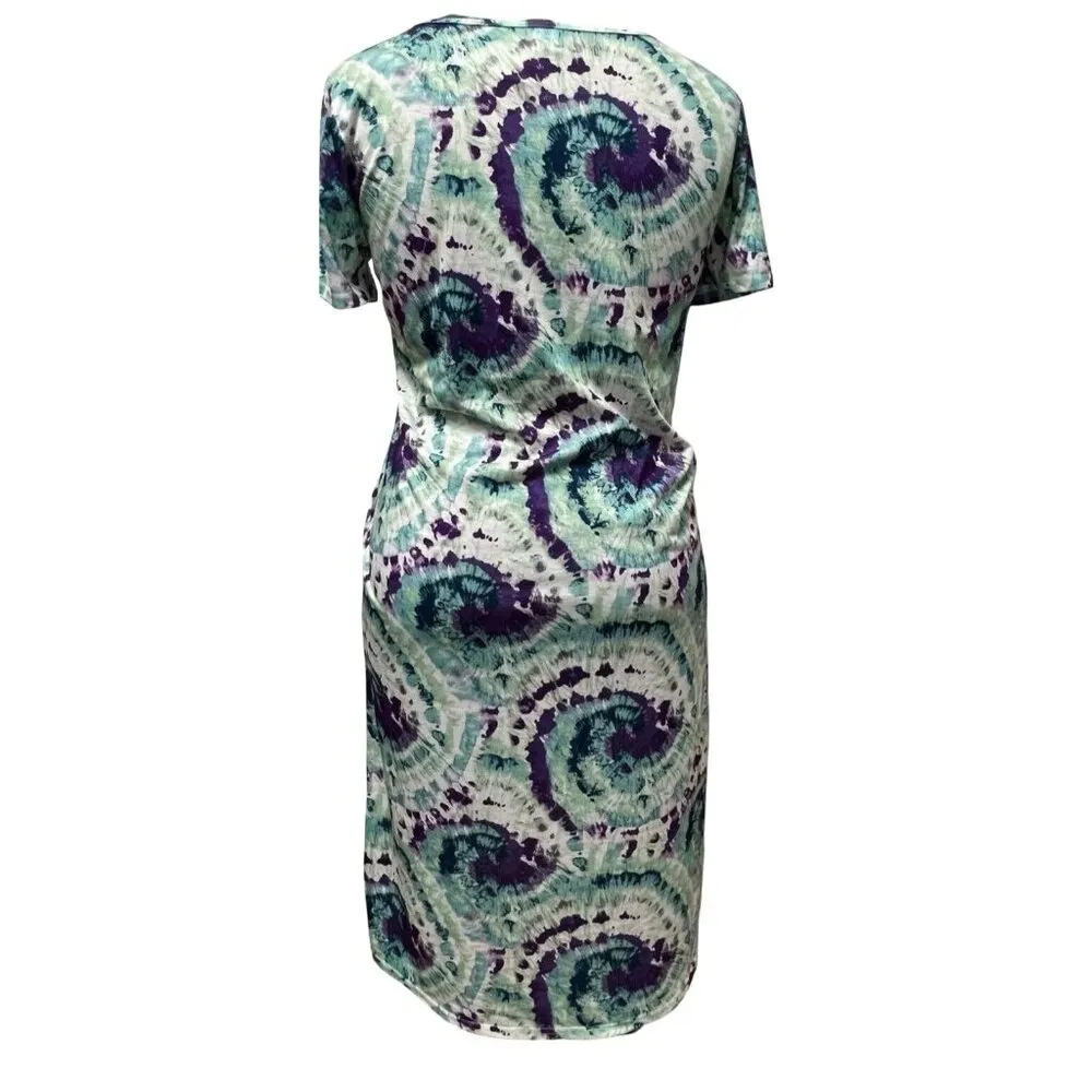 2x$18 West Loop Size L Tie Dye Print Tee Shirt Dress Multi Color New - Image 2