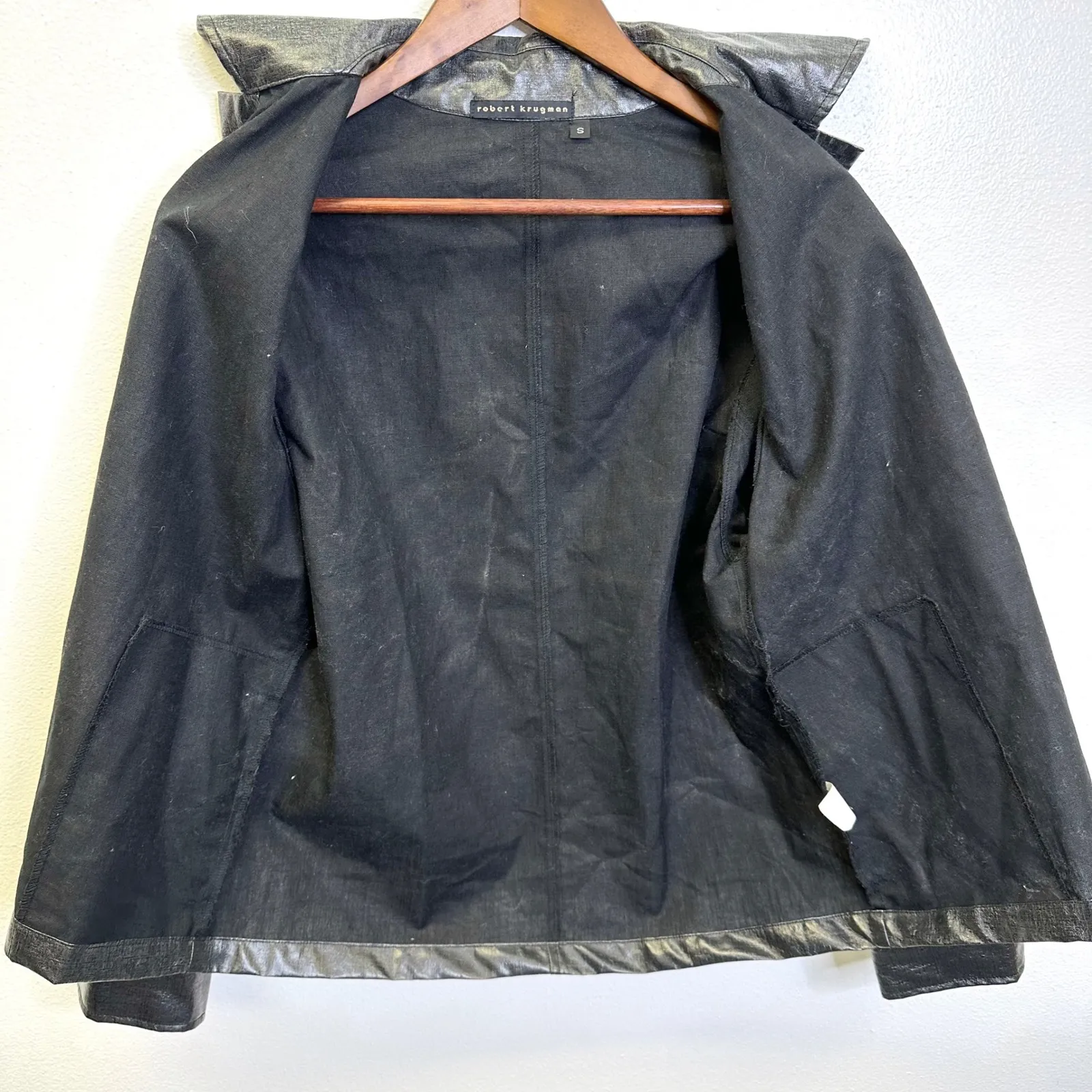 Robert Krugman Coated Linen Zip Jacket Black Size‎ S - Image 6