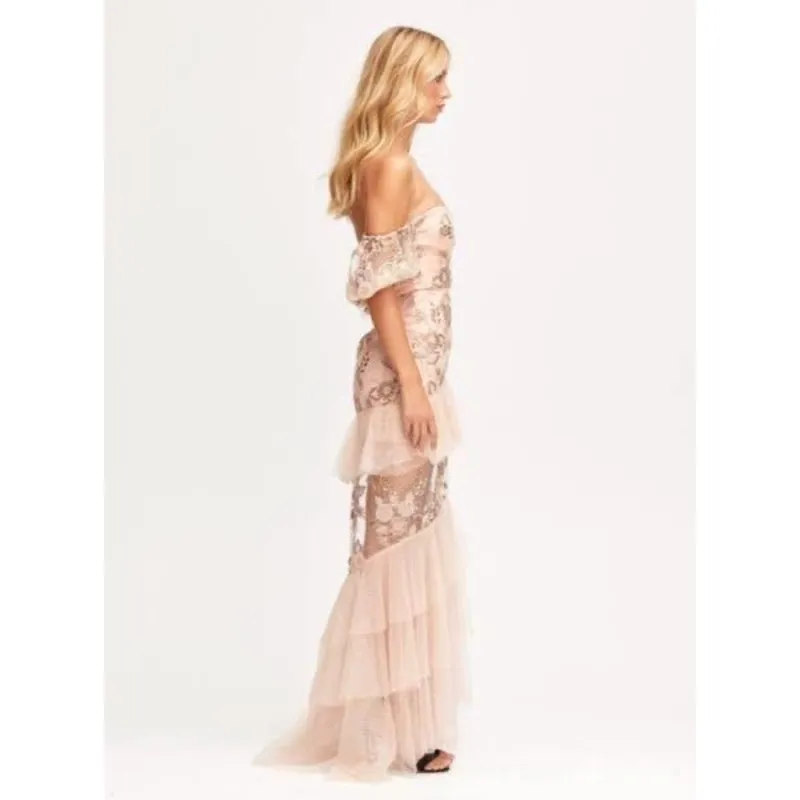 Alice McCall Sweet Little Mystery Gown Pink Tulle Embroidered Maxi Dress size 6 - Image 14