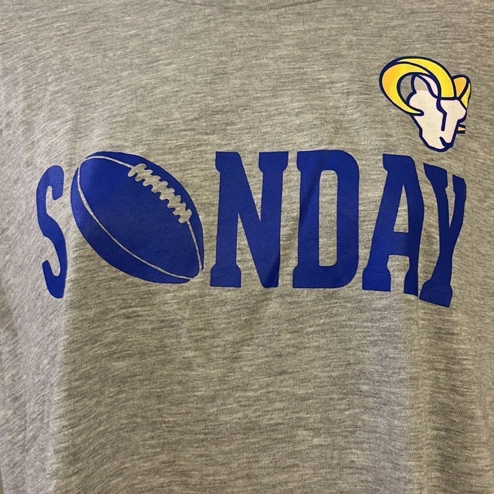 NFL LA Rams Sunday Football Women’s Short Sleeve Heather Gray T-Shirt- Large - Image 6