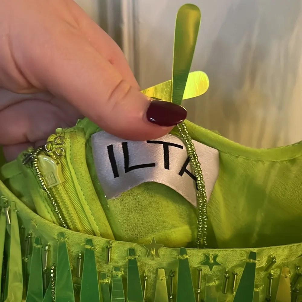 Neon Lime Green Party Dress Size 2 - Image 8