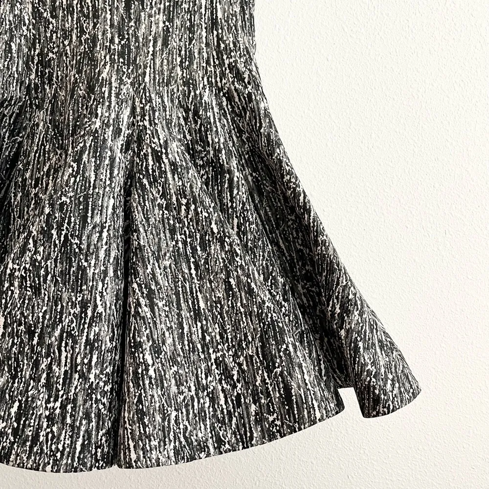 Rubin Singer Vintage Leather Black White Gray Print Collared Flounce Dress 0 - Image 42