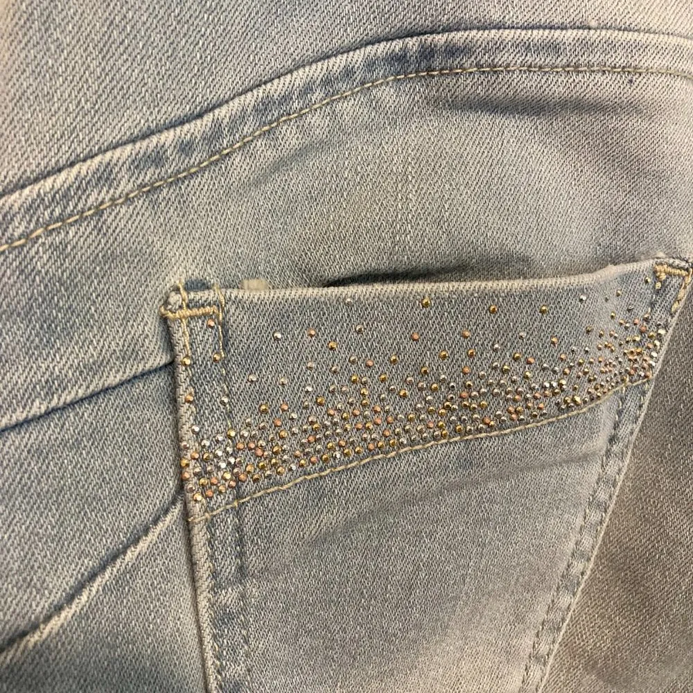 Morris Luxury women's size 40 IT finger pocket pouch easy fit skinny jeans 24x30 Blue - Image 8