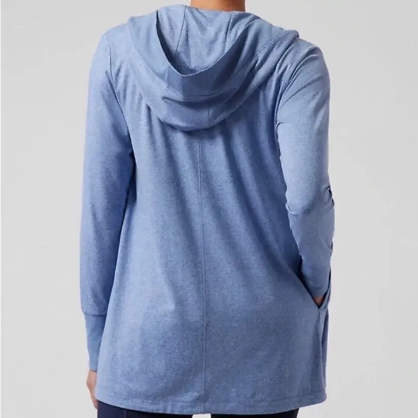 Athleta Uptempo Wrap Hoodie Cardigan Size XL Quarry Cottage Blue Heather - Image 2