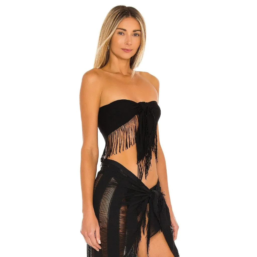 Beach Bunny Haute Summer Top in Black One Size New Womens Tank Cropped - Image 3