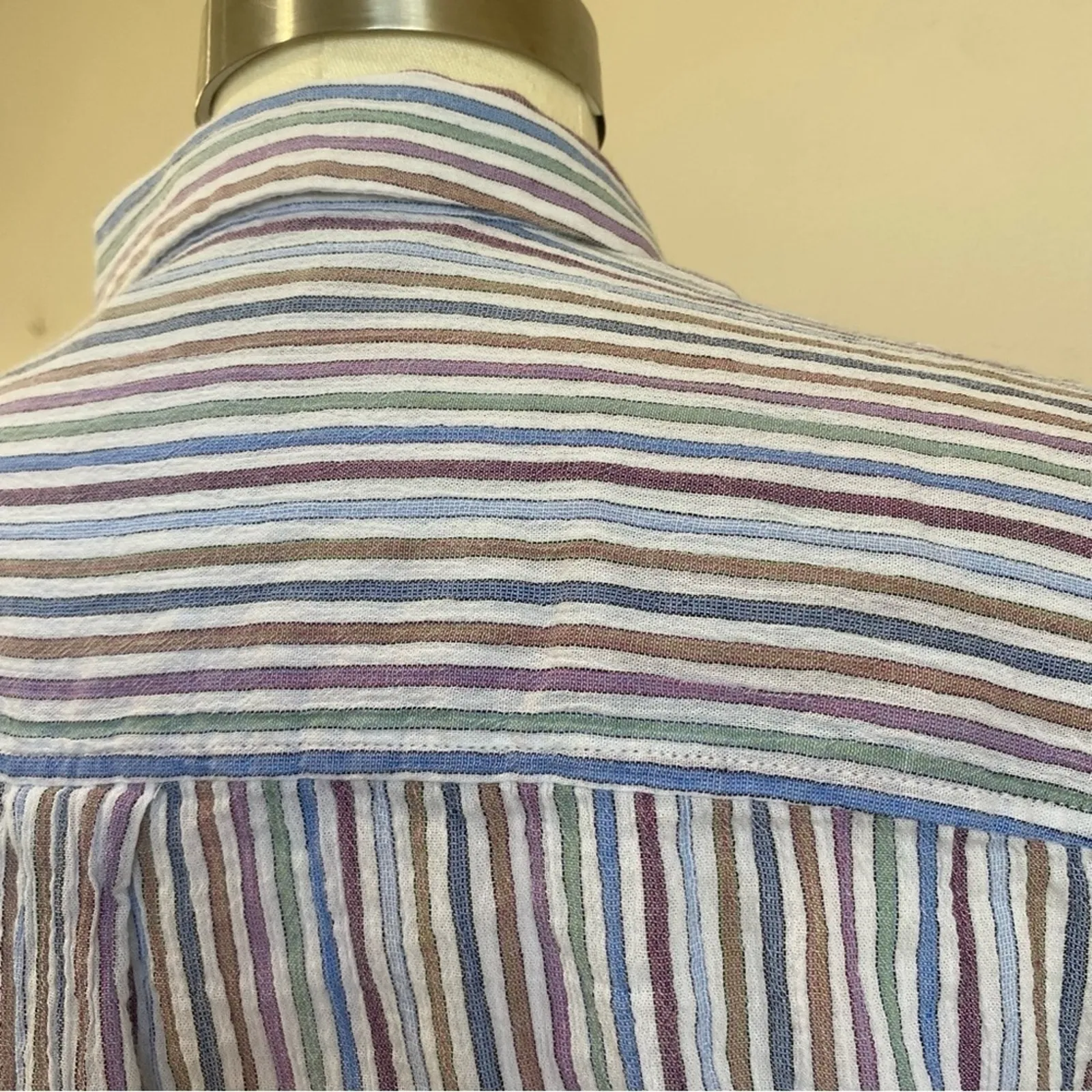 Madewell Chronicle Shirt Rainbow Stripe Size Small Button Down Cotton Popover - Image 8