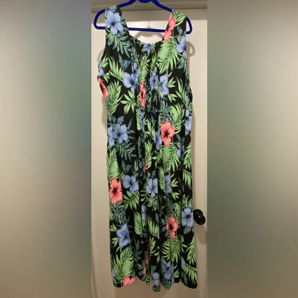 VTG 90s Koret Black Hawaiian Tropical Floral Button - Image 15