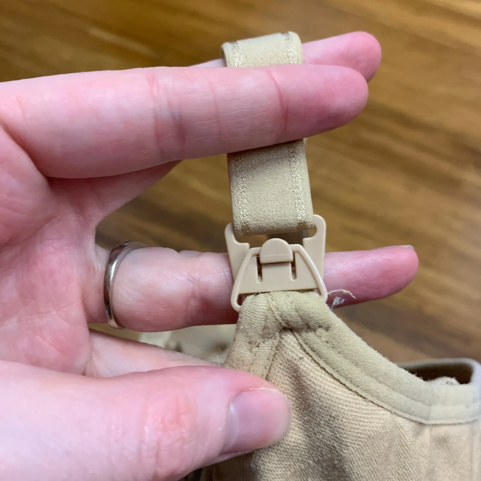 Hofish Nursing Bra Womens Size XL Beige Sleep Maternity Wireless Comfort Padded Tan - Image 3