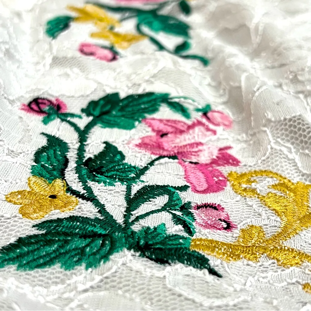 Thalia Sodi White Floral Embroidered Sleeveless Lace Dress Size Large - Image 11