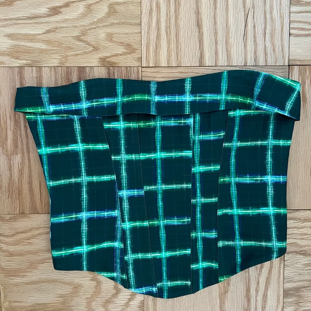 White Fox Boutique Bustier Top Green Plaid - Image 5