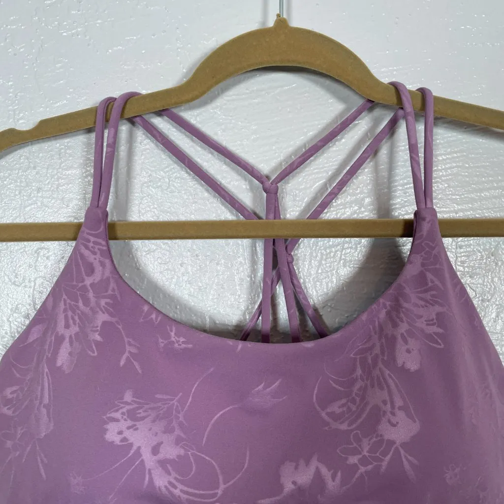 Zyia Active Women M Lilac Lavender Purple Floral Double Strap Sports Bra Padded - Image 3