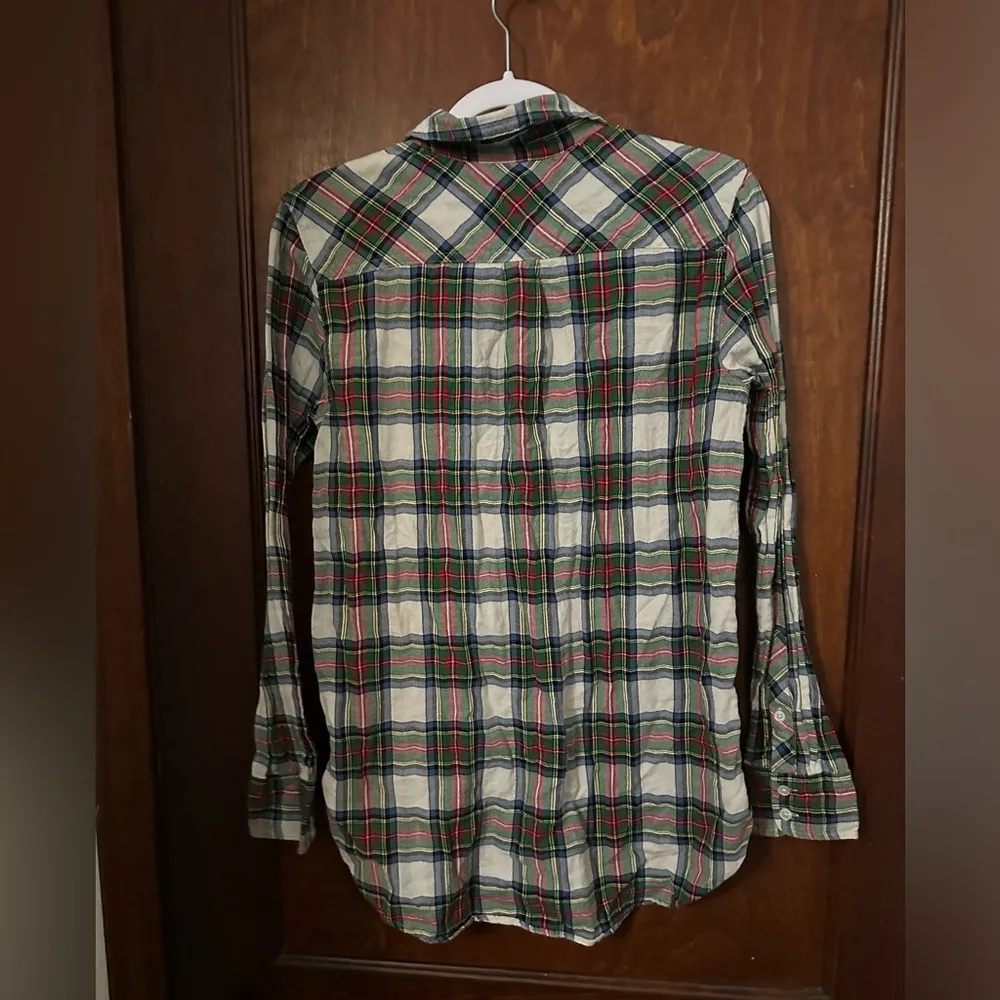 J. Crew Size Oversize Button-Up Shirt in Classic White-Out Plaid Size 4 Tall - Image 3