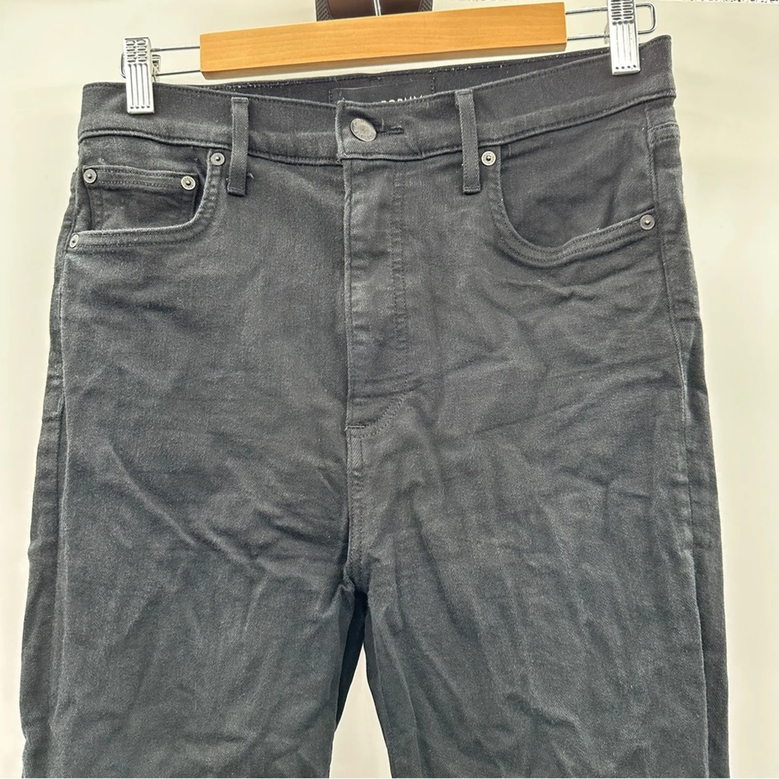 Denim Forum The Lola High Rise Skinny Crop Raw Hem Jeans Size‎ 29 Black - Image 2