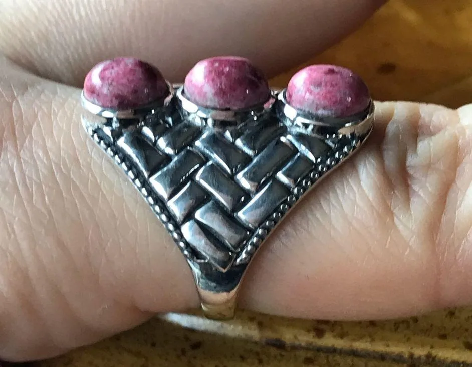 Norwegian Thulite Sterling Silver Ring - Image 2