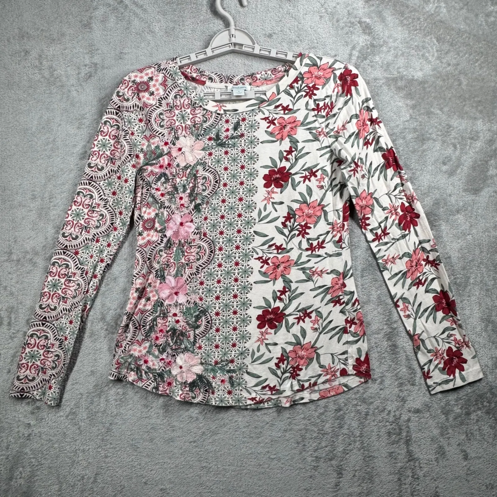 Sundance Shirt Womens Small Floral Medallion‎ Print Long Sleeve Top Cozy Cottage - Image 2
