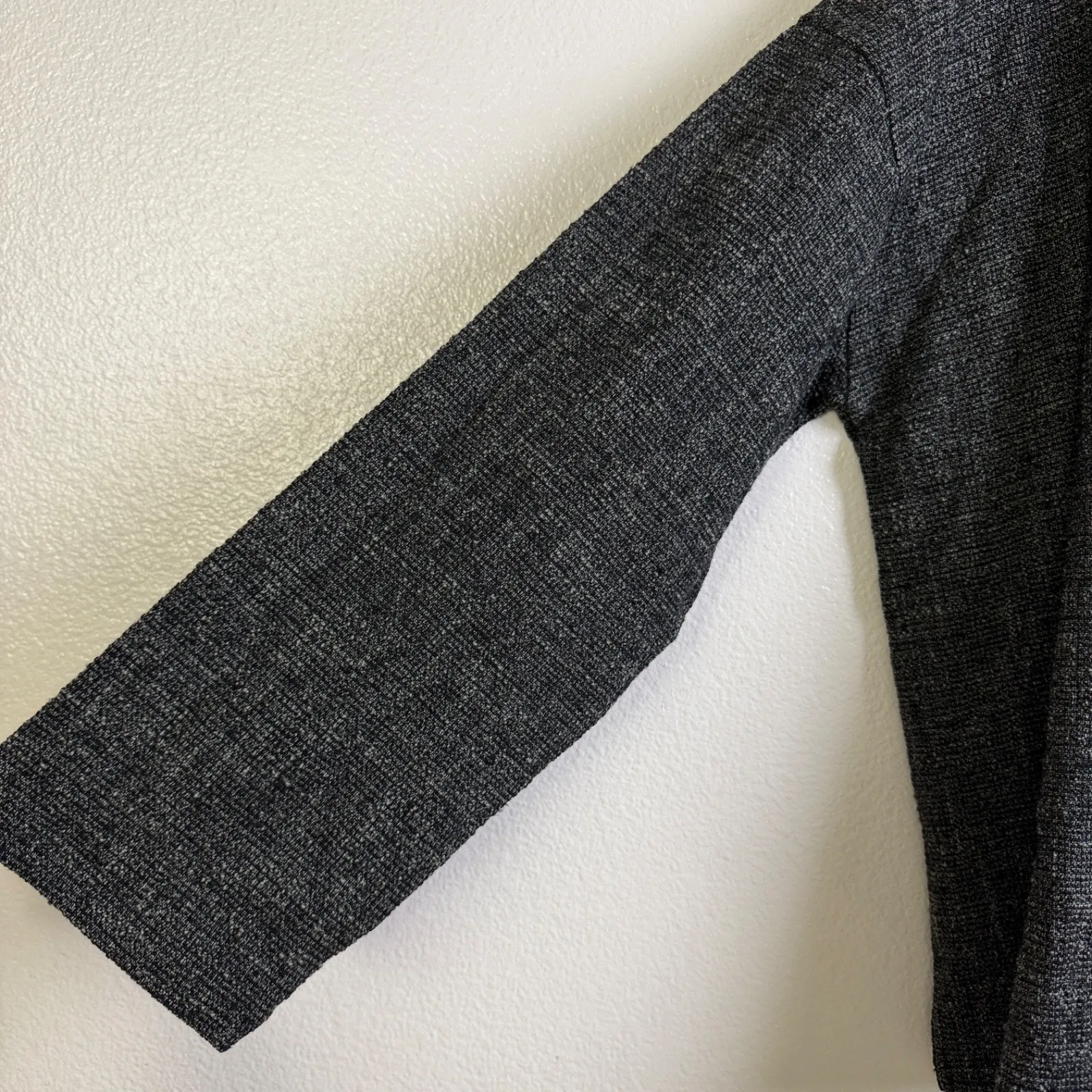 Eileen Fisher Top Womens XL Black Grey Long Sleeve Boxy Cotton Blend Mock Tweed - Image 5