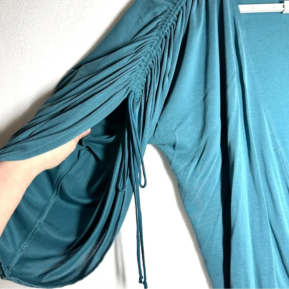 Free People Salt n Peppa Ruched Sleeve Blouse L Jade New With Defect - Image 4