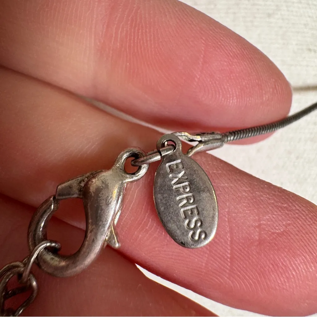 Express Silver Tone Chain Necklace With Pendant Classic Preppy - Image 5