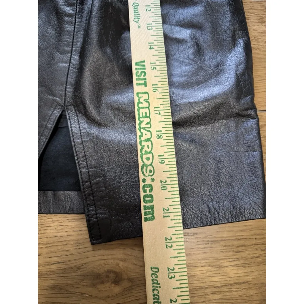 Winlit Leather Skirt Women 26" Waist Pleated Grudge Midi Pencil Moto Biker Vtg Black - Image 4