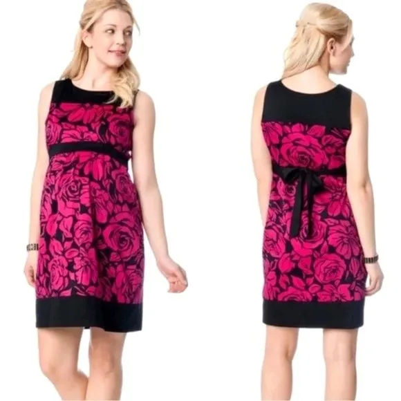 Motherhood maternity black and pink floral dress size small - Image 2