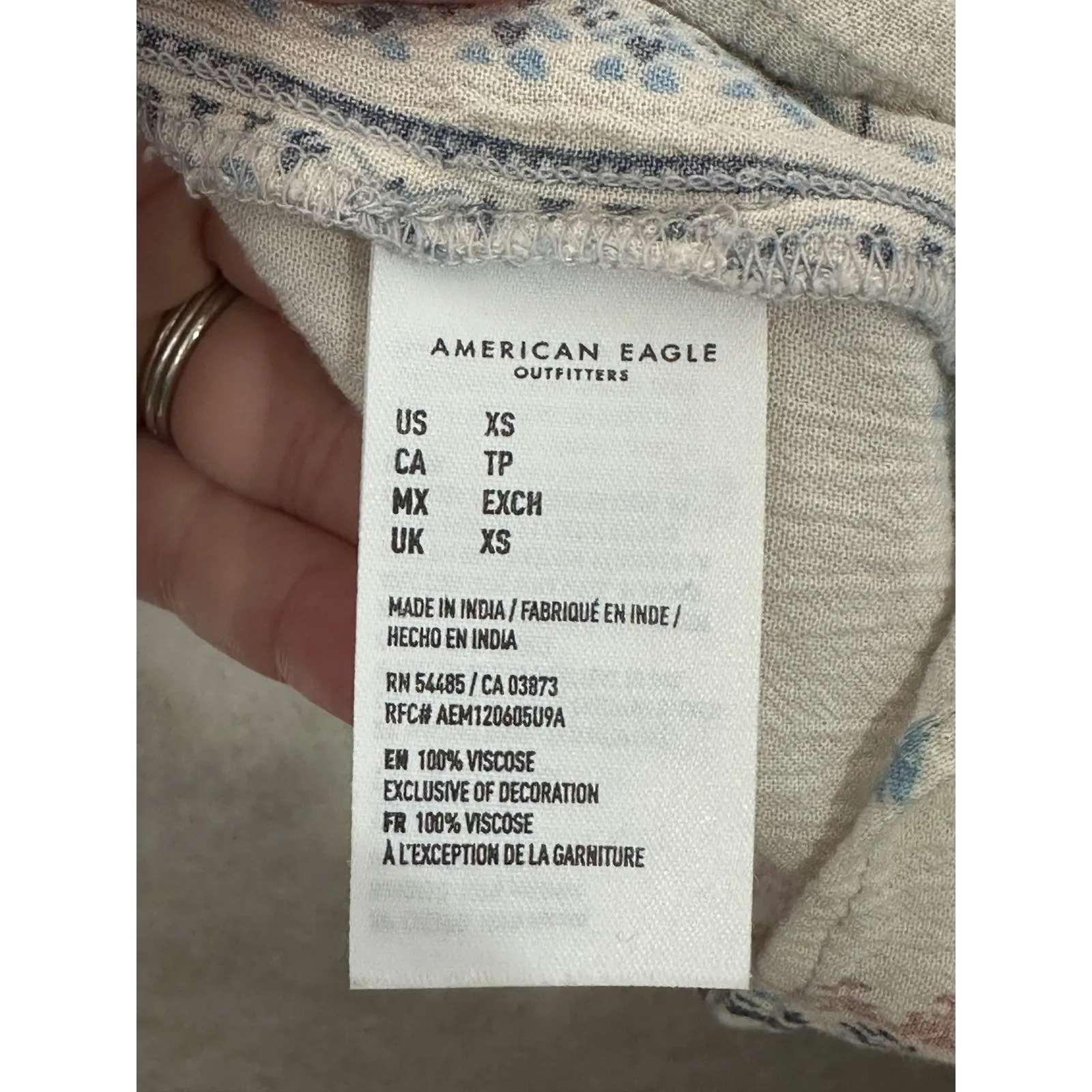 American Eagle Peasant Blouse Floral Tassel Long Sleeve Boho cottage Top Size XS - Image 4