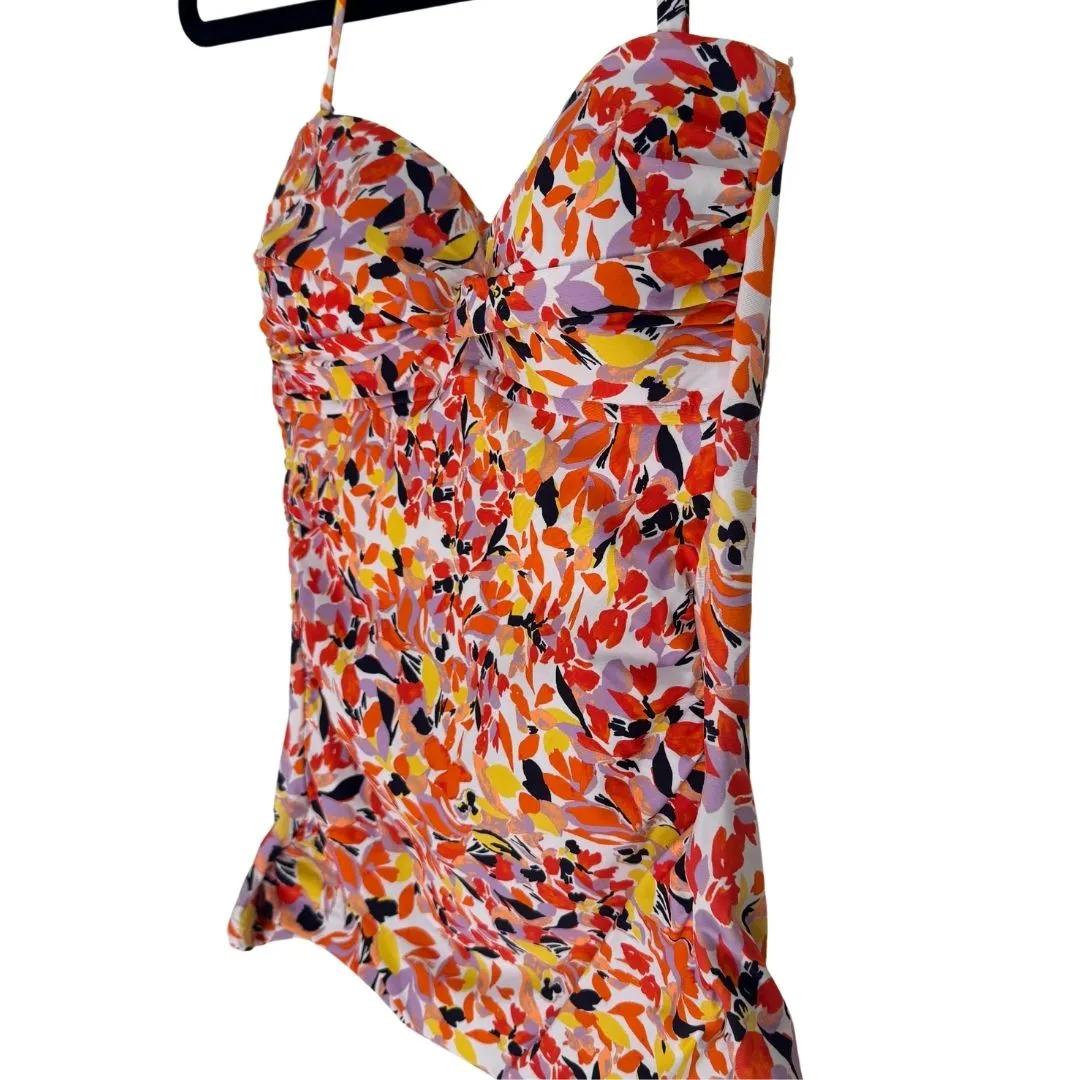 ANNE COLE Twist Front Bandeau Tankini Swim Floral Bathing Suit Top NWT XS - Image 3