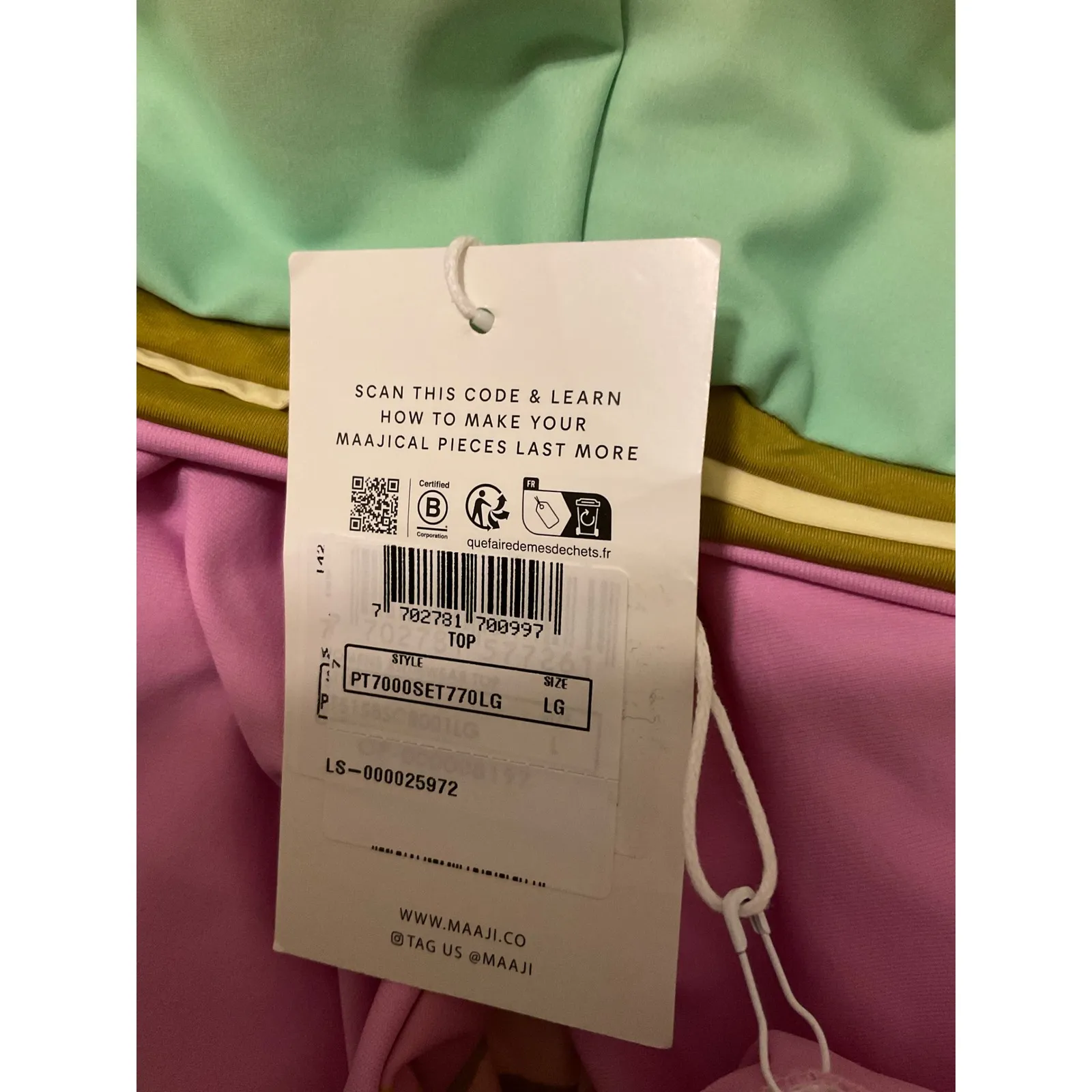 Maaji Cropped Rash Guard Long Sleeve Palm Print Beach Swim Top Size L - Image 8