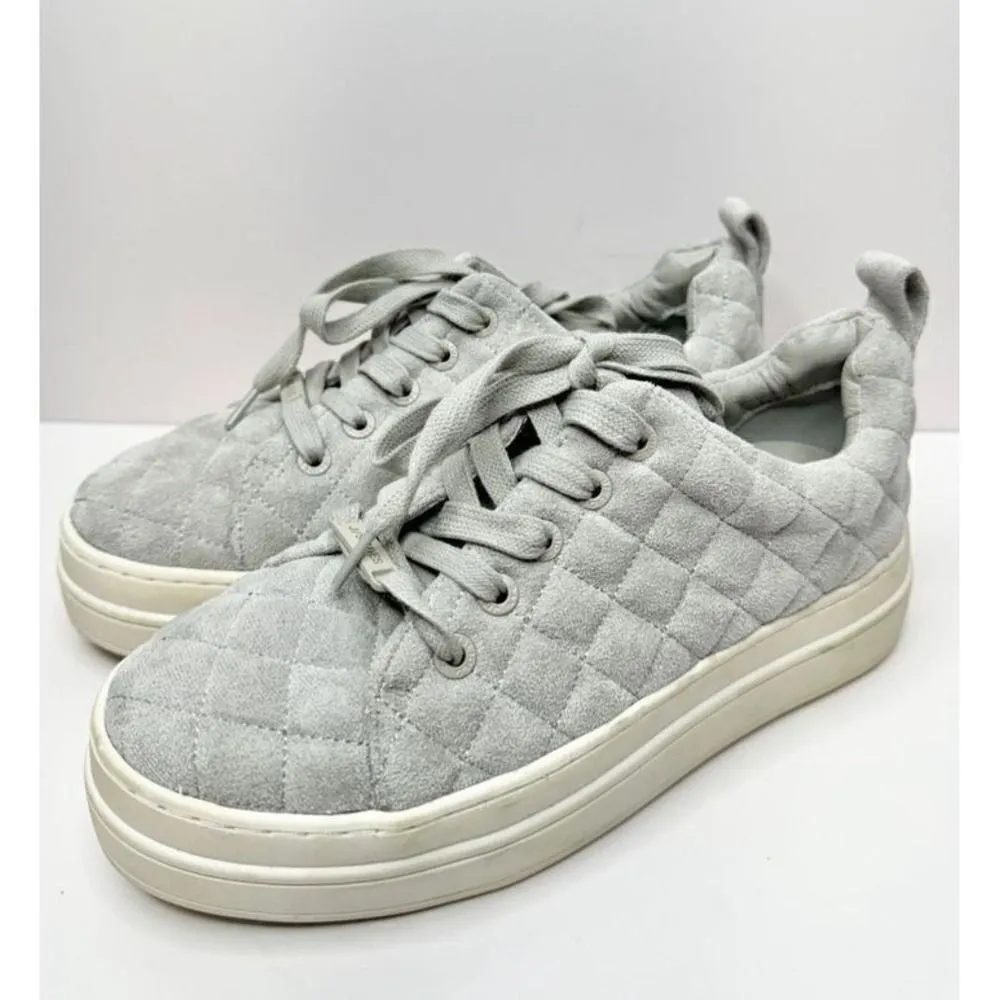 J/Slides Quilted Sneakers Platform Comfy Casual Shoes Women's Size 5 in Gray - Image 2